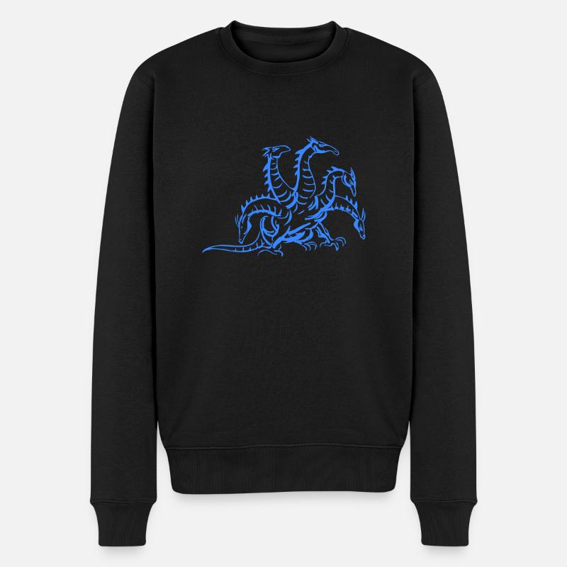 drache hydra - Männer Premium Bio Pullover - Schwarz