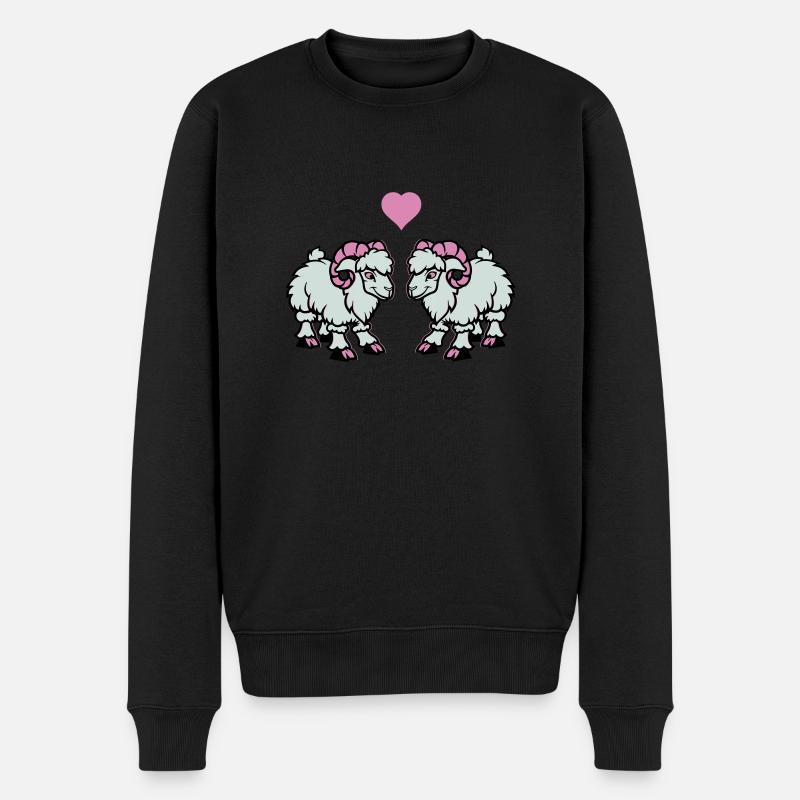 schaf comic widder love - Männer Premium Bio Pullover - Schwarz