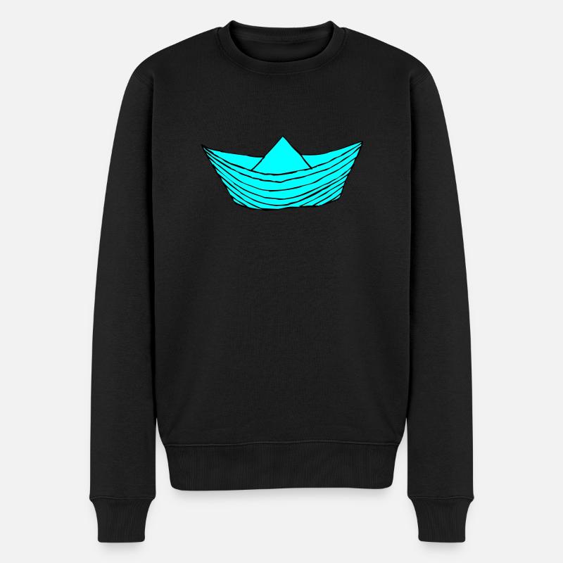 papierboot - Männer Premium Bio Pullover - Schwarz