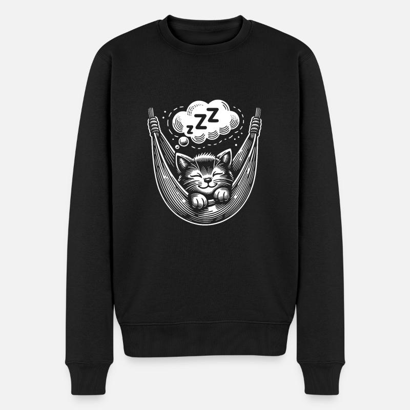 Chaton endormi mignon - Pull Premium bio Homme - noir