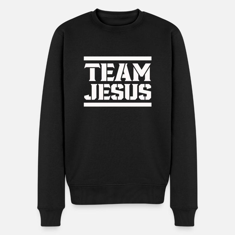 jesus team - Männer Premium Bio Pullover - Schwarz