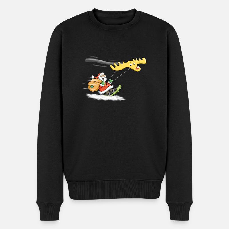 Weihnachtsmann Kitesurfen - Männer Premium Bio Pullover - Schwarz