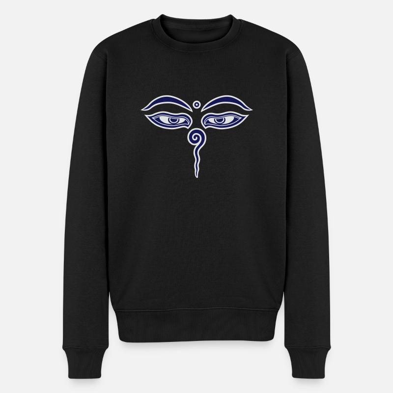 buddha-eyes - Männer Premium Bio Pullover - Schwarz