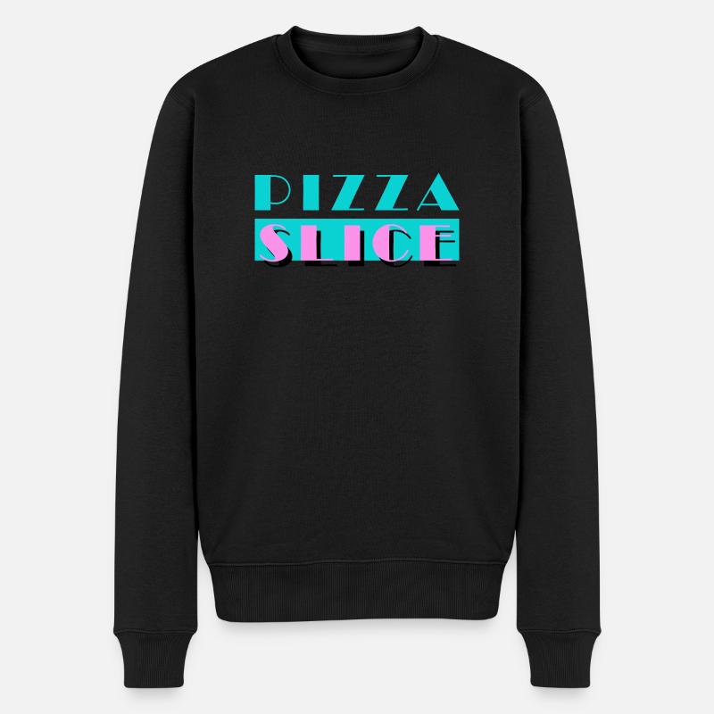 PIZZA SLICE, Miama, lustiges Motiv - Männer Premium Bio Pullover - Schwarz