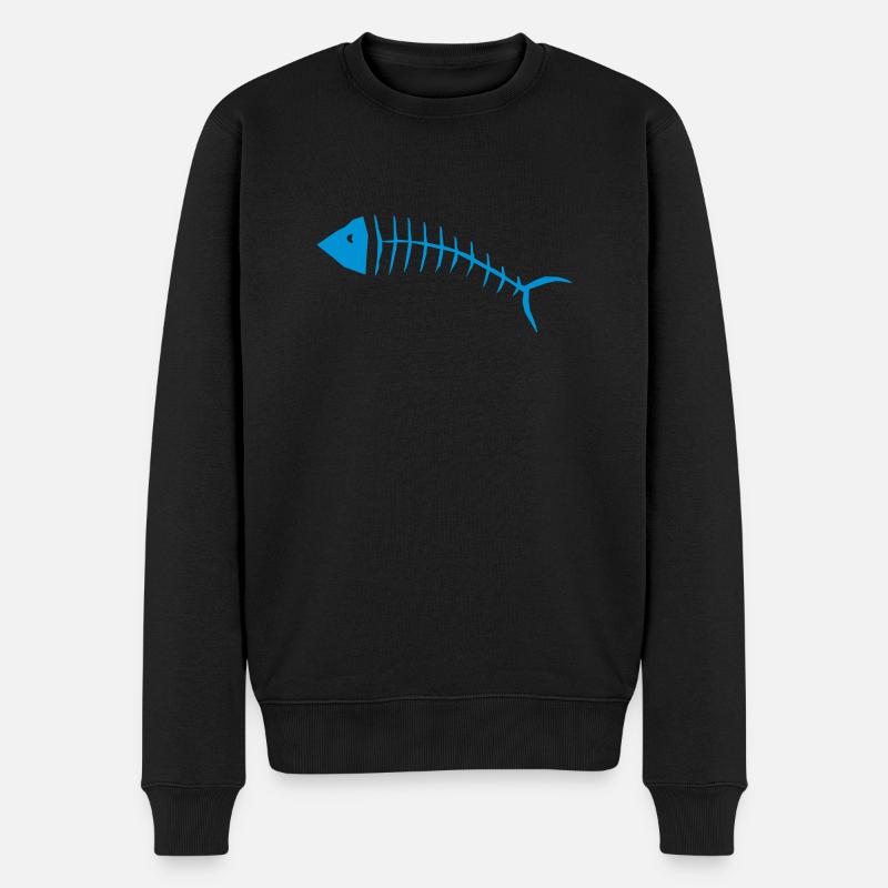 Fischgräte Fisch Gräte Skelett - Männer Premium Bio Pullover - Schwarz