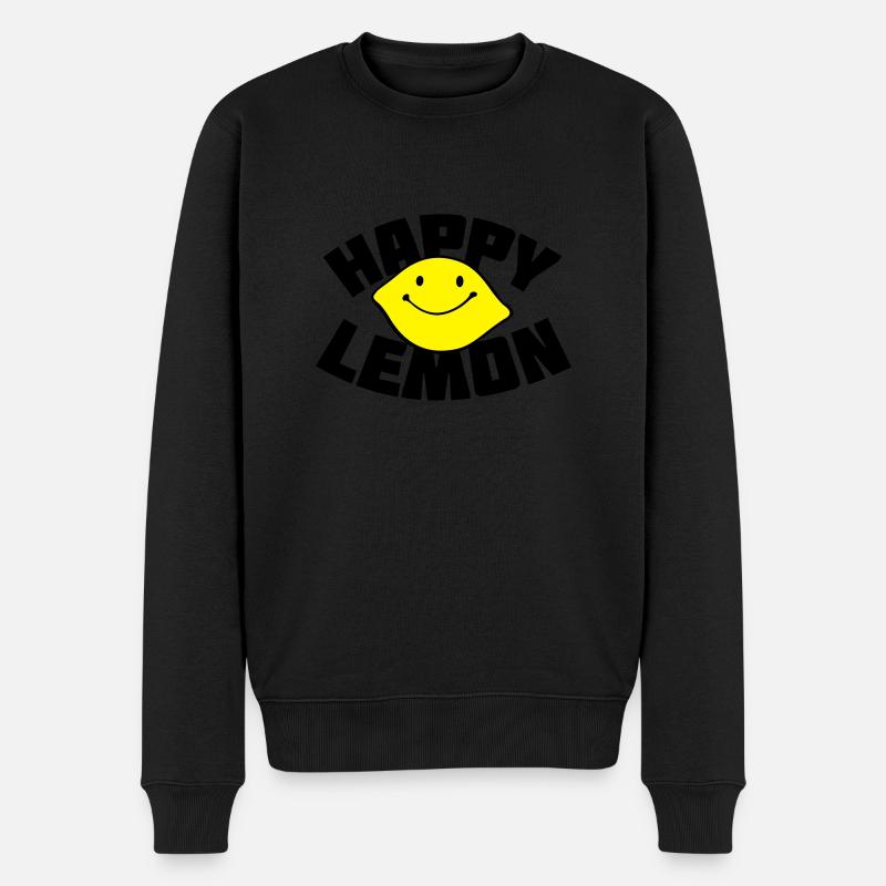 Happy Lemon - Männer Premium Bio Pullover - Schwarz