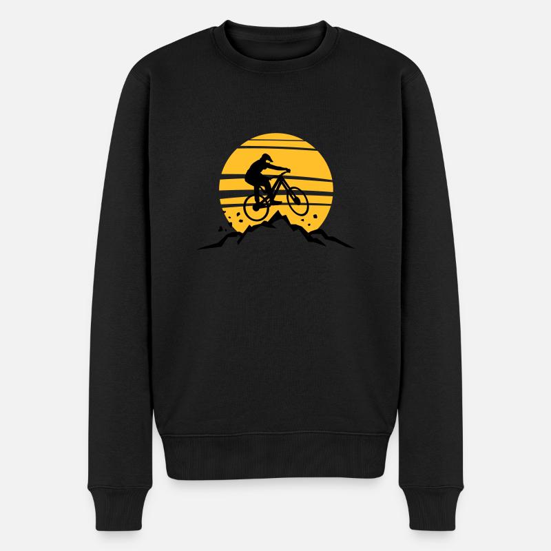 Sport - Fahrrad Downhill Biken Sonne Berge - Männer Premium Bio Pullover - Schwarz