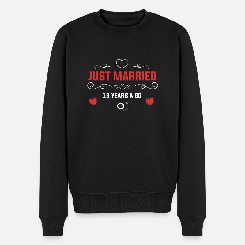 13 års bryllupsdag - Økologisk premium-sweatshirt til mænd - sort