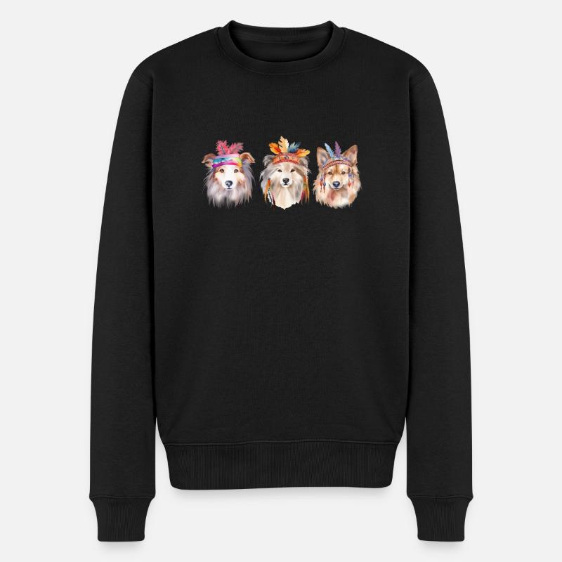 Drei Hunde - Männer Premium Bio Pullover - Schwarz