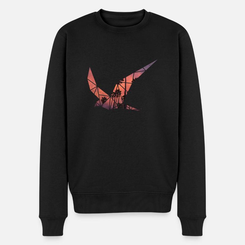 oiseau illustration coucher du soleil - Pull Premium bio Homme - noir