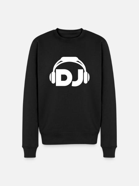 DJ Headphones Music Party Celebrations Text Lettering - Men's Premium Organic Jumper - black
