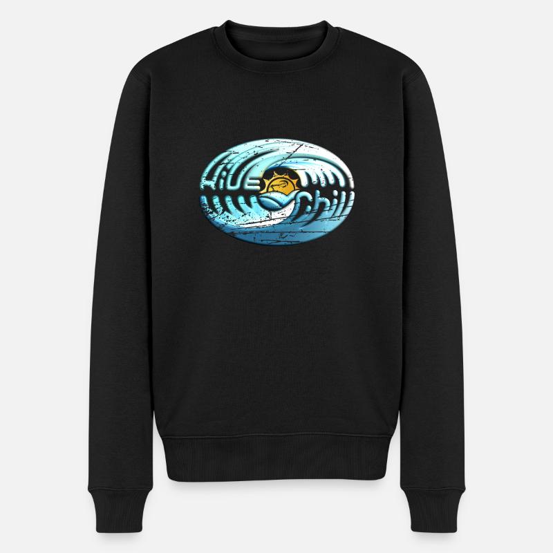 ride and chill - Männer Premium Bio Pullover - Schwarz