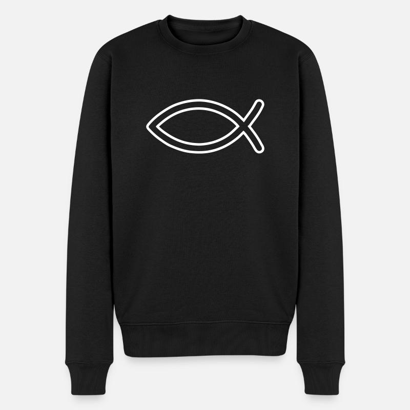 Symbole du poisson de Jésus - Pull Premium bio Homme - noir