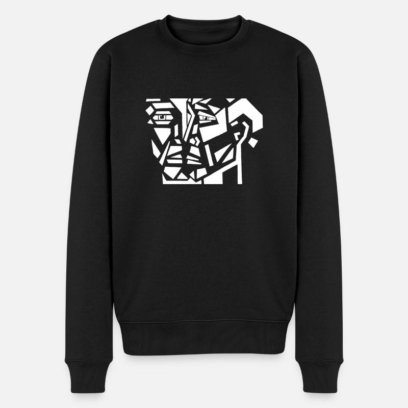 Graffiti Gesichter Urban Streetart Geschidee - Männer Premium Bio Pullover - Schwarz