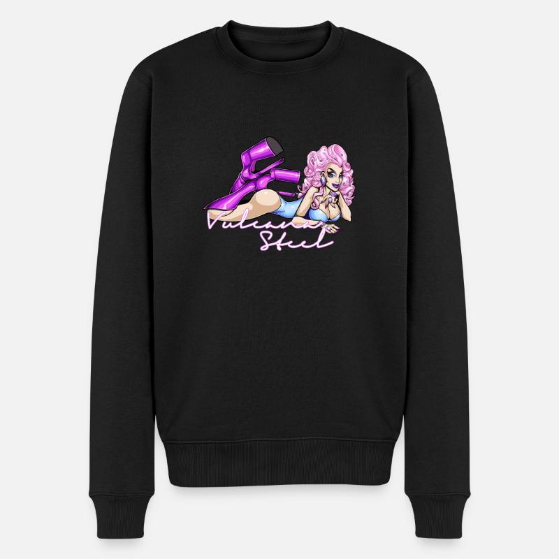 LETTRES BLANCHES EN ACIER VULCANA - Pull Premium bio Homme - noir