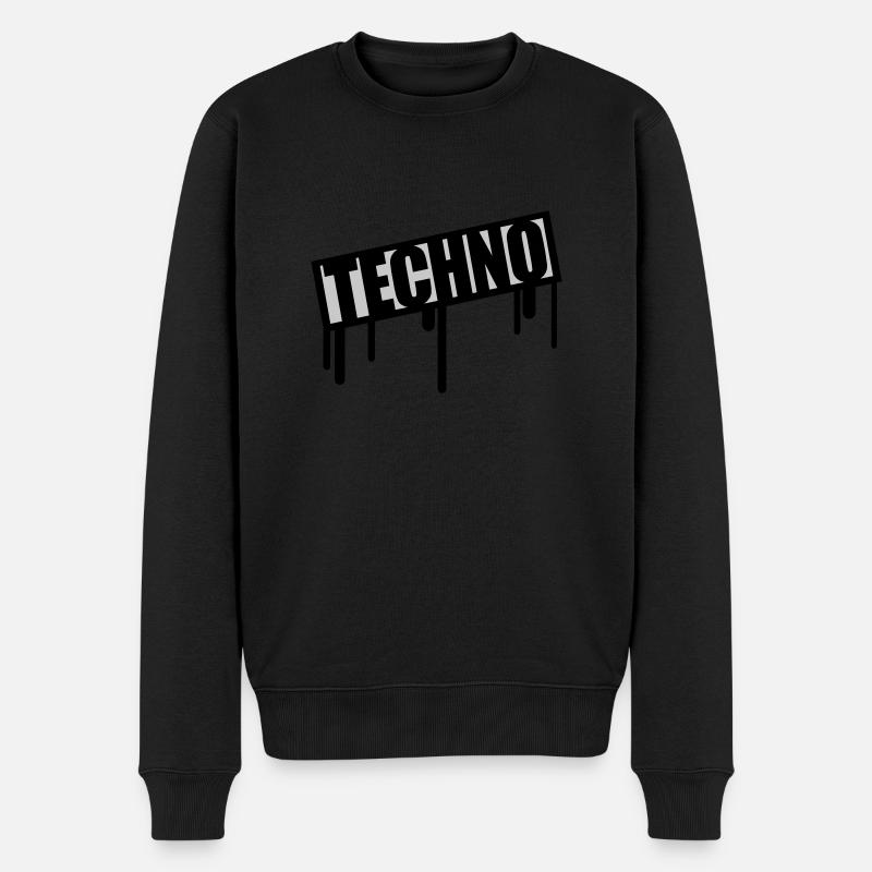 Techno Stempel Tropfen - Männer Premium Bio Pullover - Schwarz