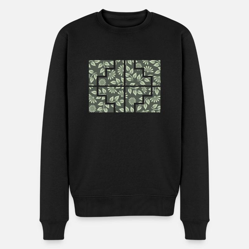 Geometrische Pflanze - Männer Premium Bio Pullover - Schwarz