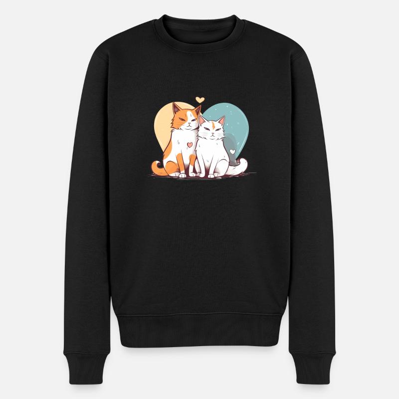 Katzenliebe - Männer Premium Bio Pullover - Schwarz