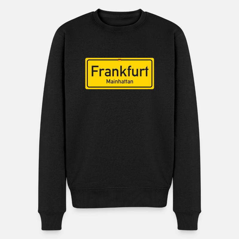 Frankfurter Ortsschild - Männer Premium Bio Pullover - Schwarz