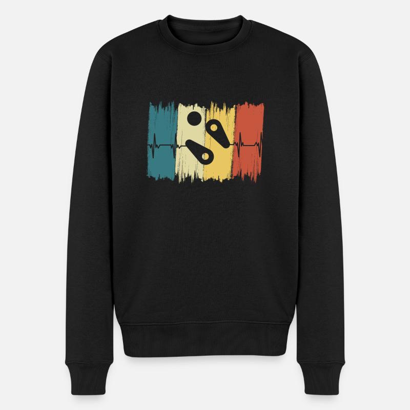 Vintage Flipper Herzschlag - Männer Premium Bio Pullover - Schwarz