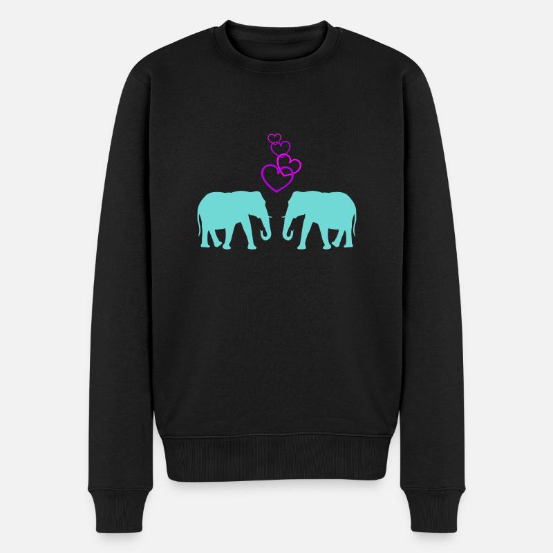 elefanten love 02 - Männer Premium Bio Pullover - Schwarz