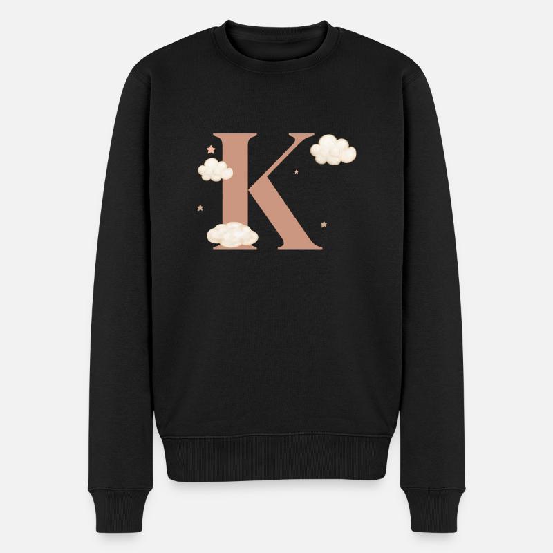 Lettre k nuages étoiles - Pull Premium bio Homme - noir