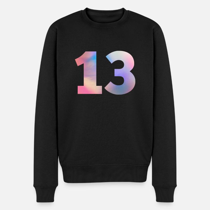 Bunte Zahl 13 - Männer Premium Bio Pullover - Schwarz