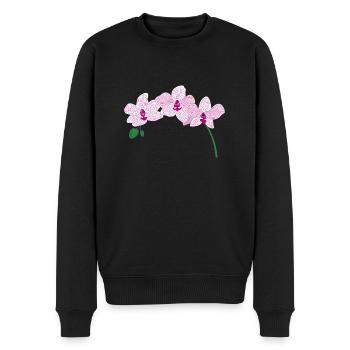 orchidée rose fleur - Pull Premium bio Homme - noir - Devant - Nico (187cm)