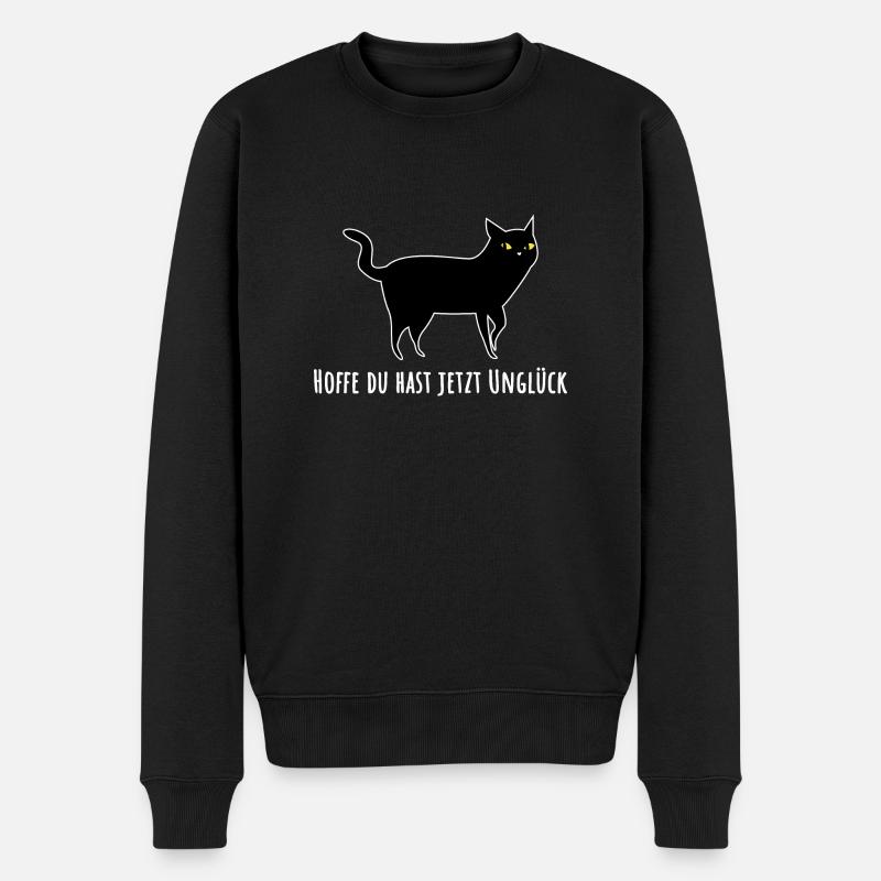 Schwarze Katze mit Unglück - Männer Premium Bio Pullover - Schwarz