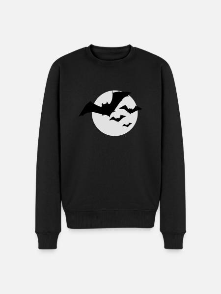 Bat Swarm Moon Halloween 2c - Økologisk premium-sweatshirt til mænd - sort