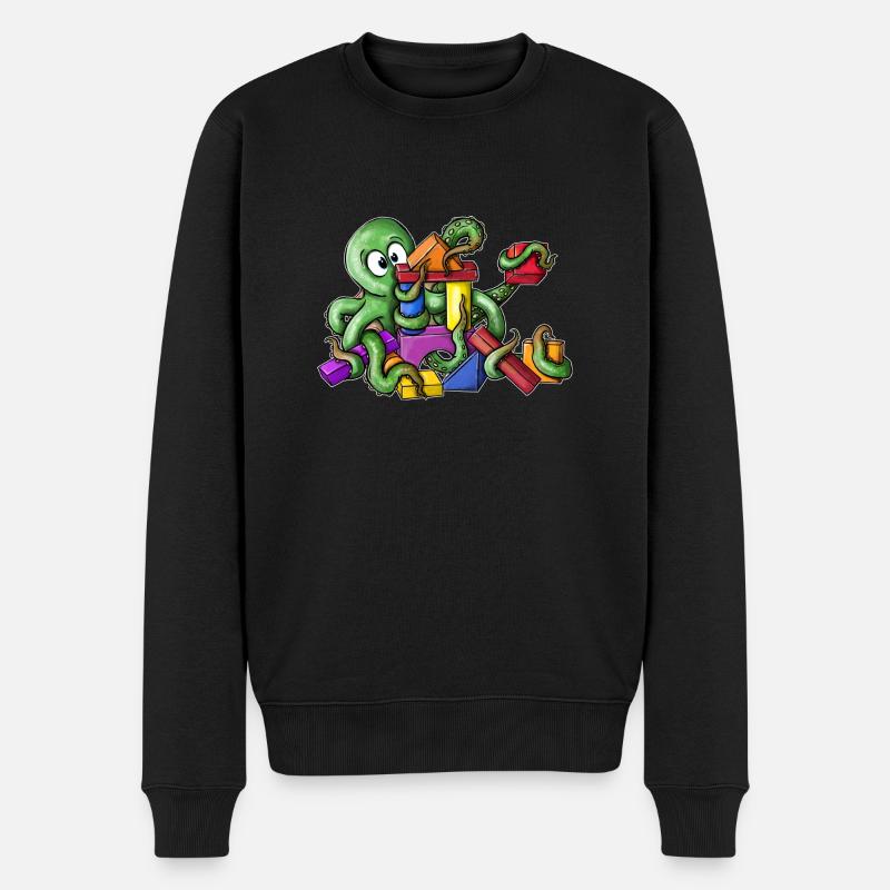 Krake Baukloetze - Männer Premium Bio Pullover - Schwarz
