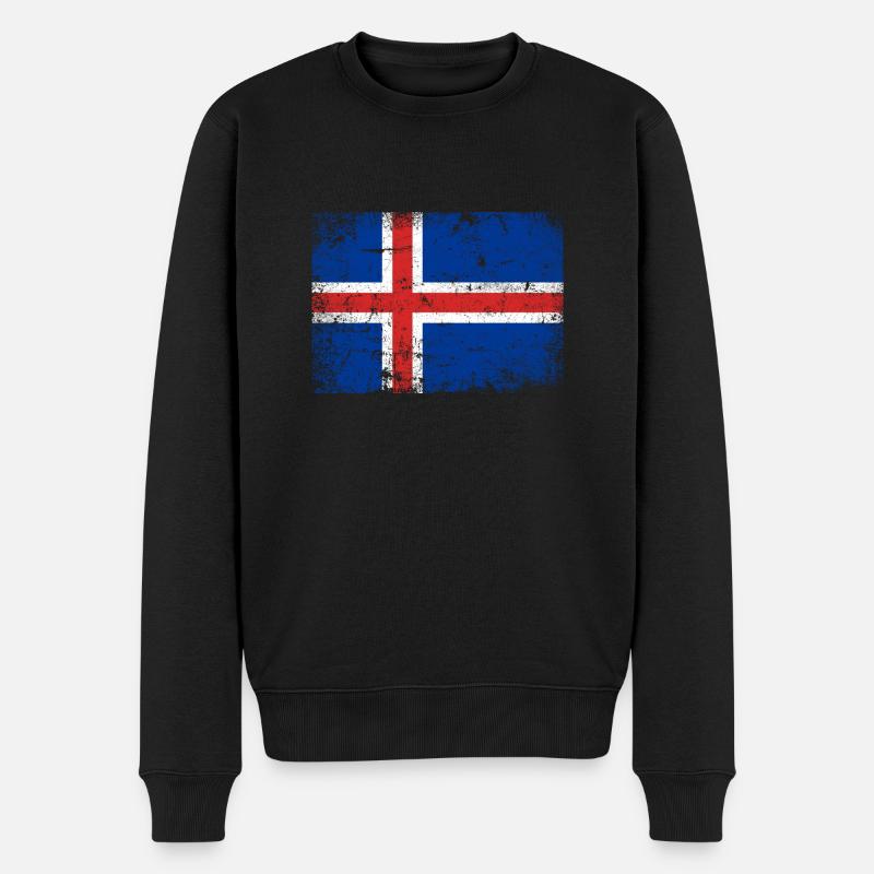 Island Flagge Iceland Isländer - Männer Premium Bio Pullover - Schwarz
