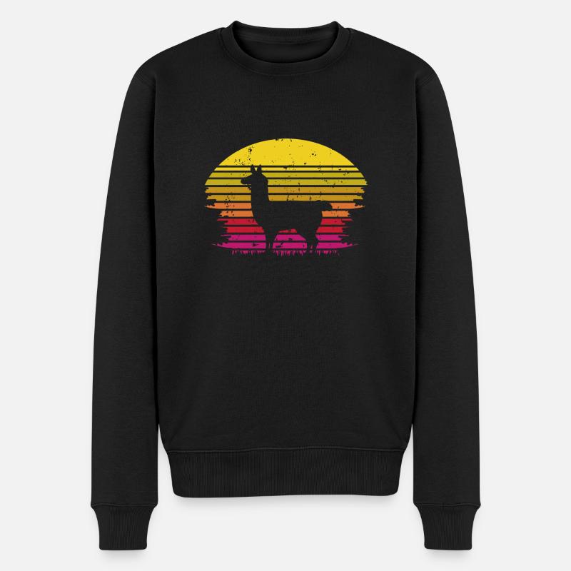 Lama Vintage Rétro - Pull Premium bio Homme - noir