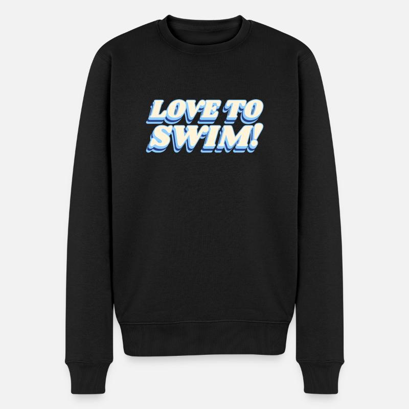 Liebe zum Schwimmen - Männer Premium Bio Pullover - Schwarz
