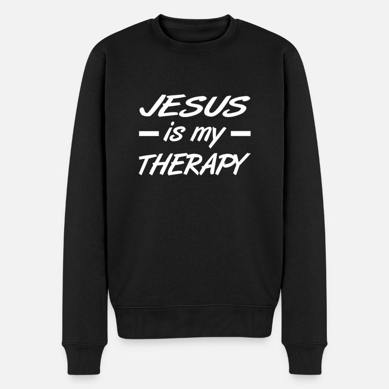 Jesus - Männer Premium Bio Pullover - Schwarz