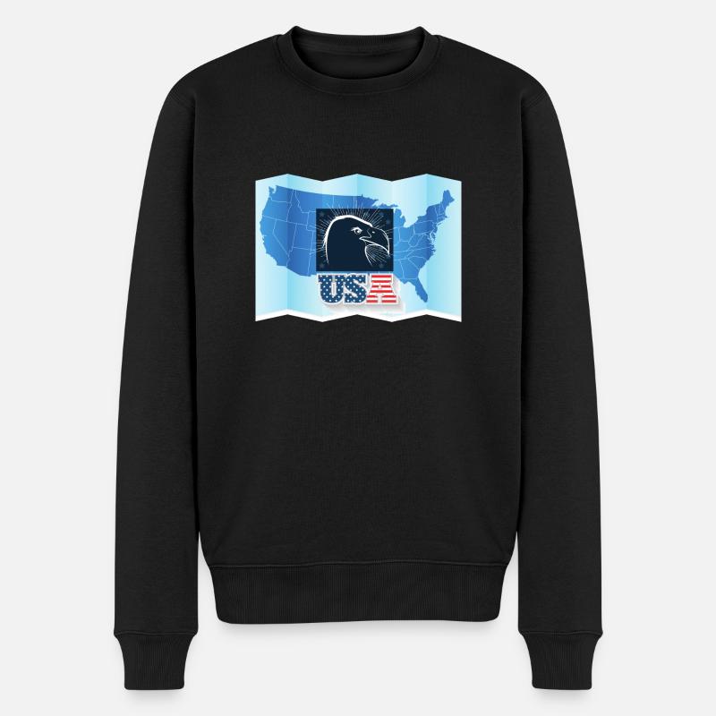 USA, American Eagle - Männer Premium Bio Pullover - Schwarz