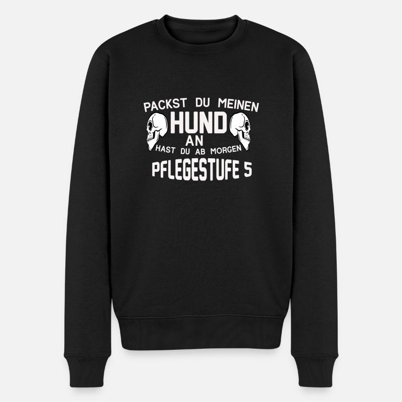 Packst du meinen Hund an - Männer Premium Bio Pullover - Schwarz