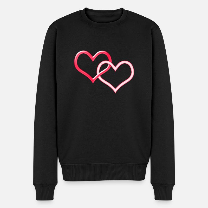 Deux cœurs connectés - Pull Premium bio Homme - noir