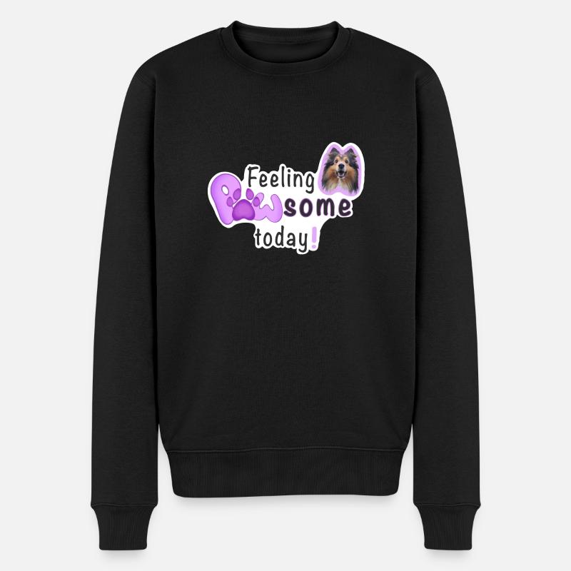 Feeling PAWSOME today! Hund Sheltie Pfote Pink - Männer Premium Bio Pullover - Schwarz