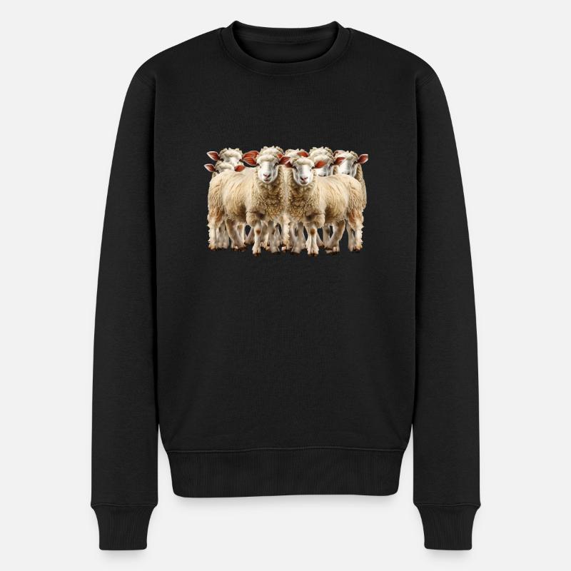 Schafherde in der Landschaftspflege - Männer Premium Bio Pullover - Schwarz