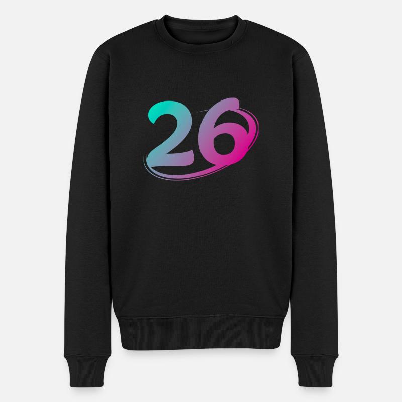 Nummer 26 mehrfarbig - Männer Premium Bio Pullover - Schwarz