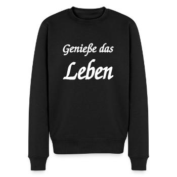 Leben - Männer Premium Bio Pullover - Schwarz - Vorne - Nico (187cm)