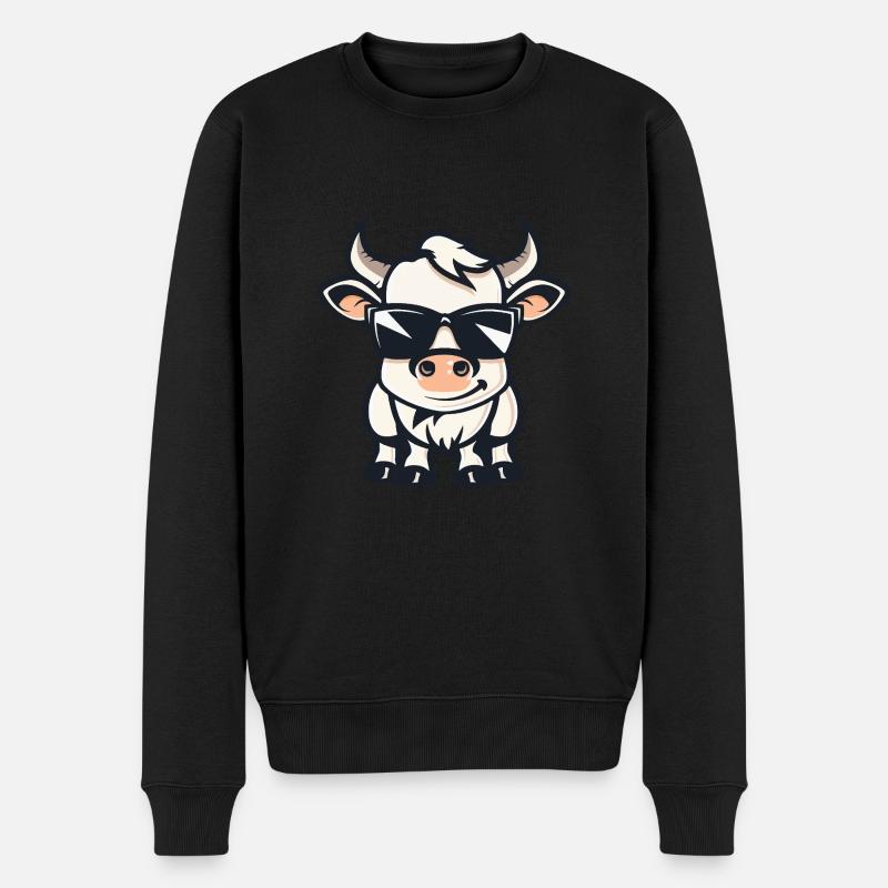 Vache Cool Animal - Pull Premium bio Homme - noir