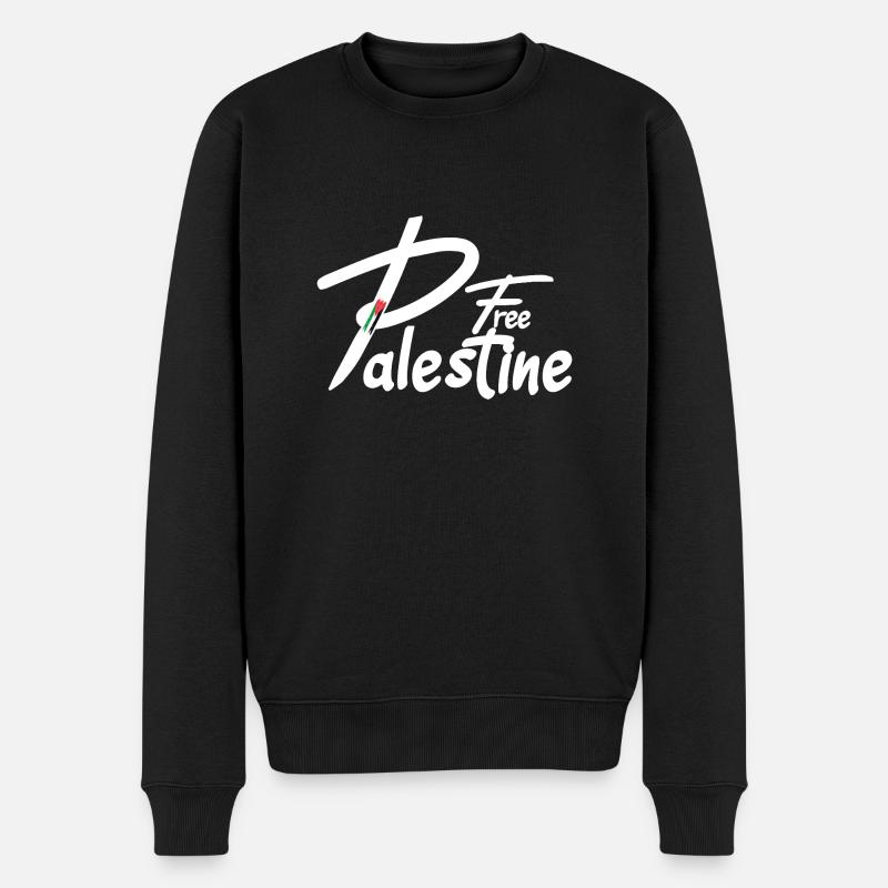 Free palestine text - Männer Premium Bio Pullover - Schwarz