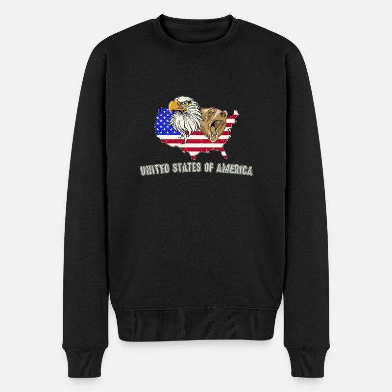 USA Adler eagle Grizzlybär bear America Amerika - Männer Premium Bio Pullover - Schwarz