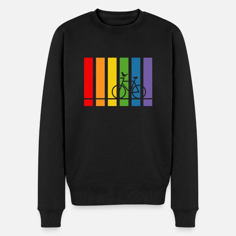 Regenbogen Fahrrad - Männer Premium Bio Pullover - Schwarz