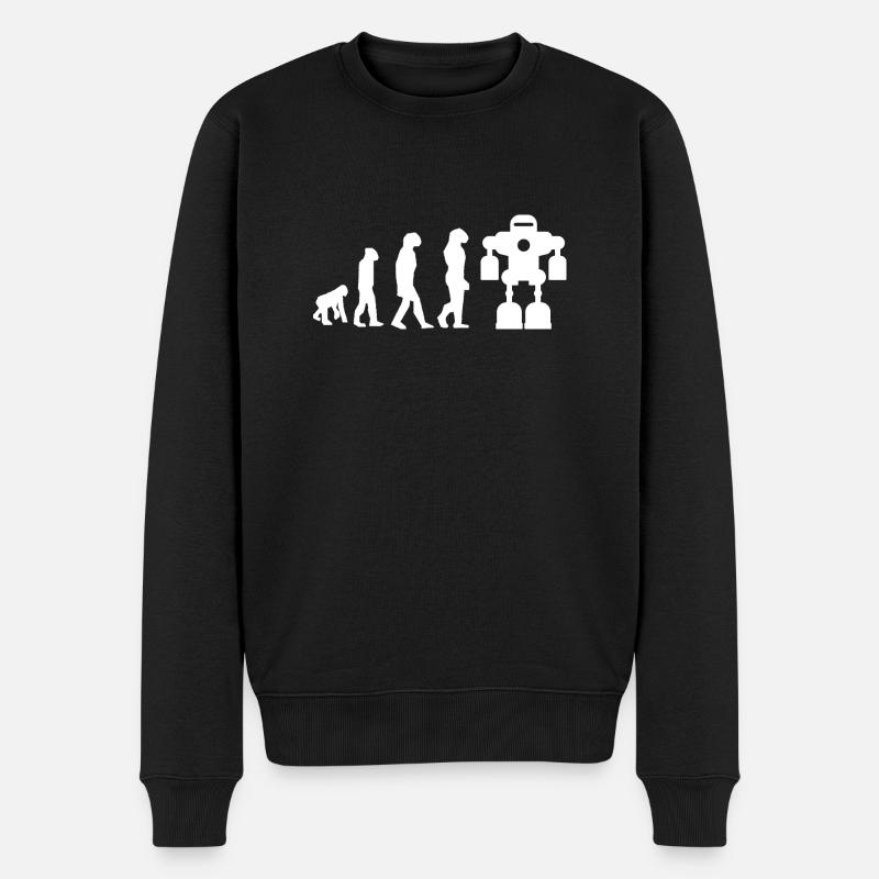 Roboter-Evolution - Männer Premium Bio Pullover - Schwarz