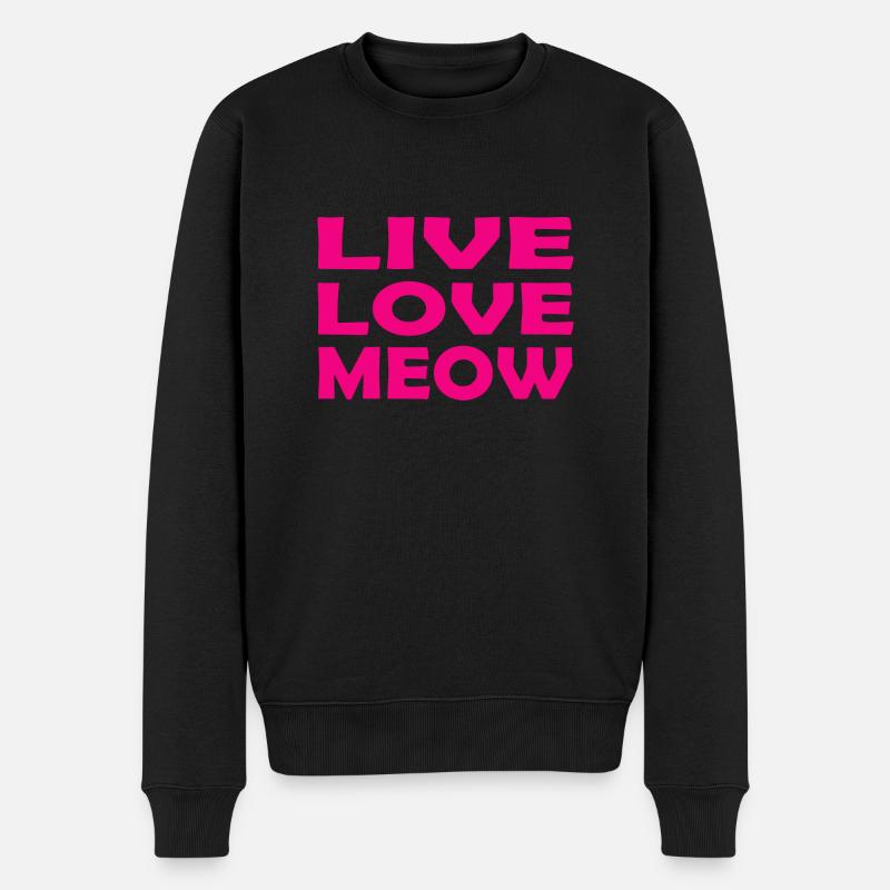 Cat Katze - Männer Premium Bio Pullover - Schwarz