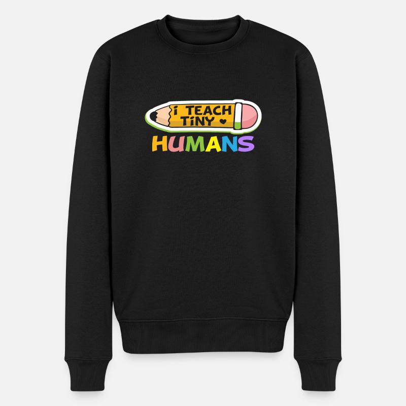 I teach tiny Humans - Männer Premium Bio Pullover - Schwarz