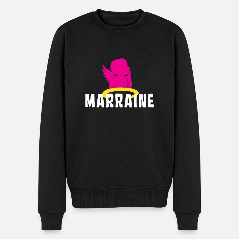 Marraine Bébé Ange Baptême - Pull Premium bio Homme - noir